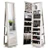 Costway - 360degree Rotatable Jewelry Cabinet 2-in-1 Lockable Mirrored Organizer - White