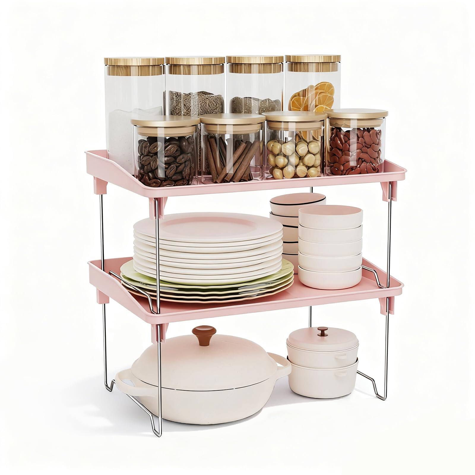 Dapper Styles 2 Cabinet Organizer Shelfstackable Kitchen Counter ...