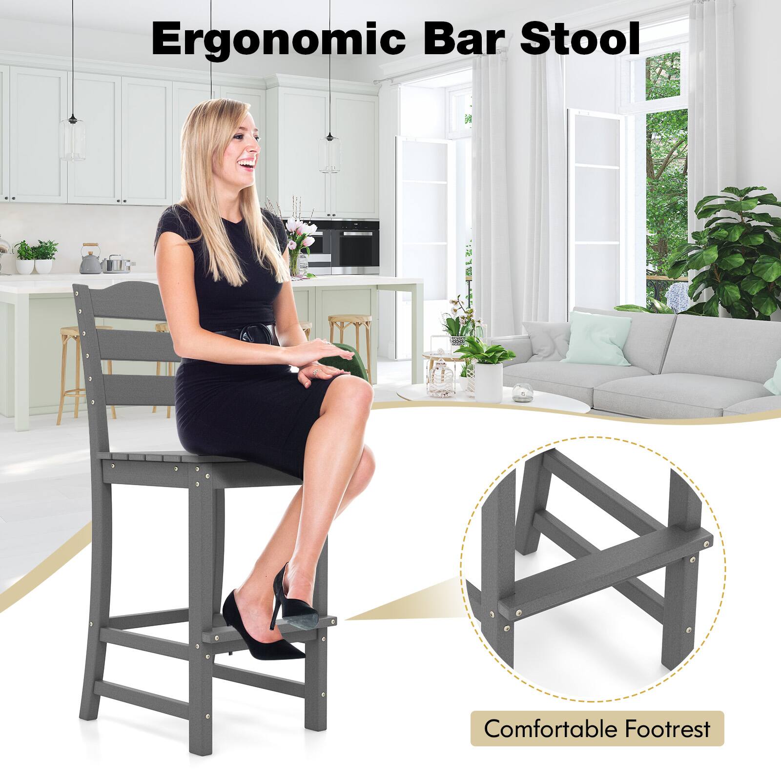 Ergonomic Bar Stool  
Comfortable Footrest