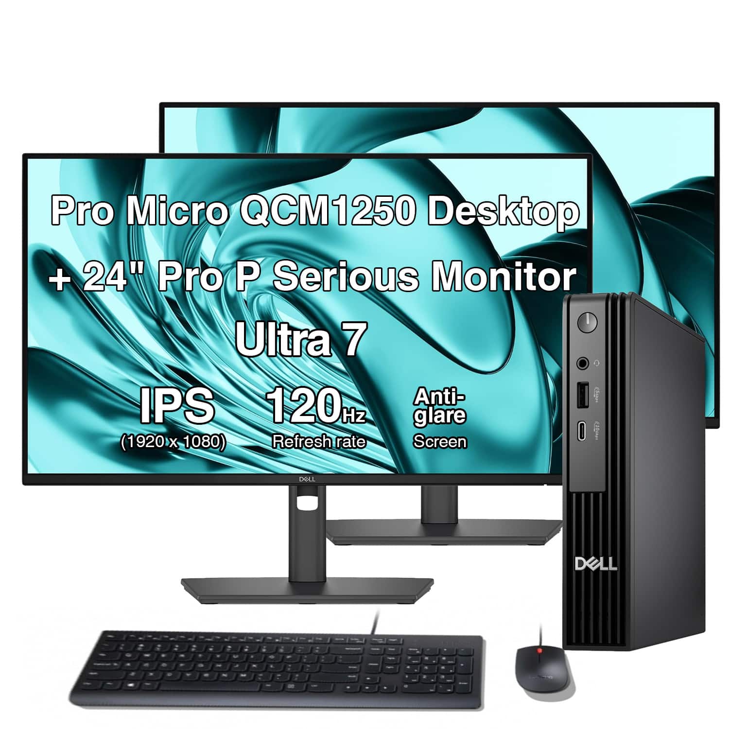 Dell - Pro Micro Desktop (Ultra 7 265T vPro, 16GB, 256GB SSD, Intel Graphics, WiFi 6E, BT 5.4, Win 11 Pro)with 24"monitor 2Pack