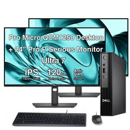 Dell - Pro Micro Desktop (Ultra 7 265T vPro, 16GB, 256GB SSD, Intel Graphics, WiFi 6E, BT 5.4, Win 11 Pro)with 24"monitor 2Pack