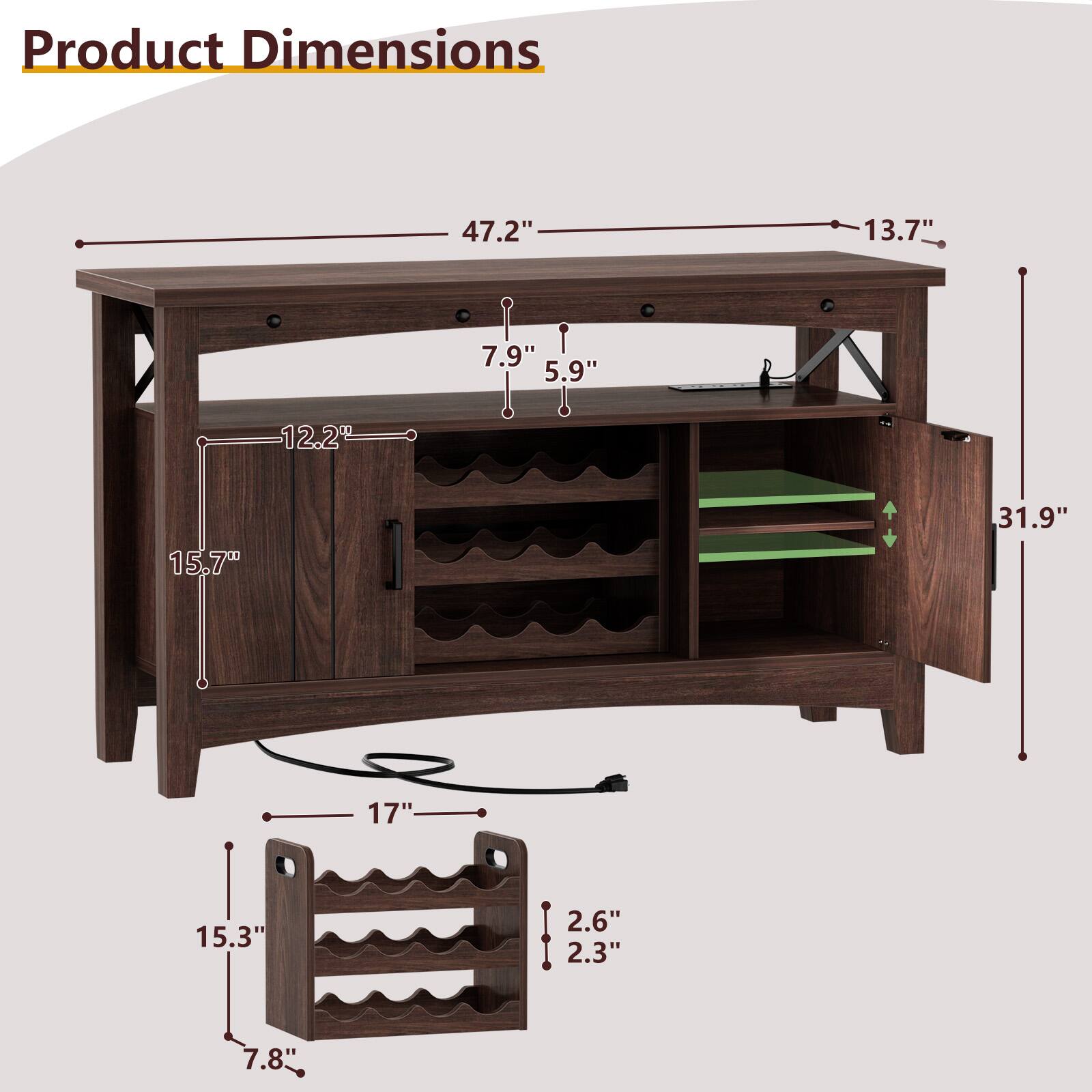 Product Dimensions: 47.2" x 13.7" x 7.9" x 5.9" x 12.2" x 15.7" x 31.9" x 17" x 15.3" x 2.6" x 2.3" x 7.8"