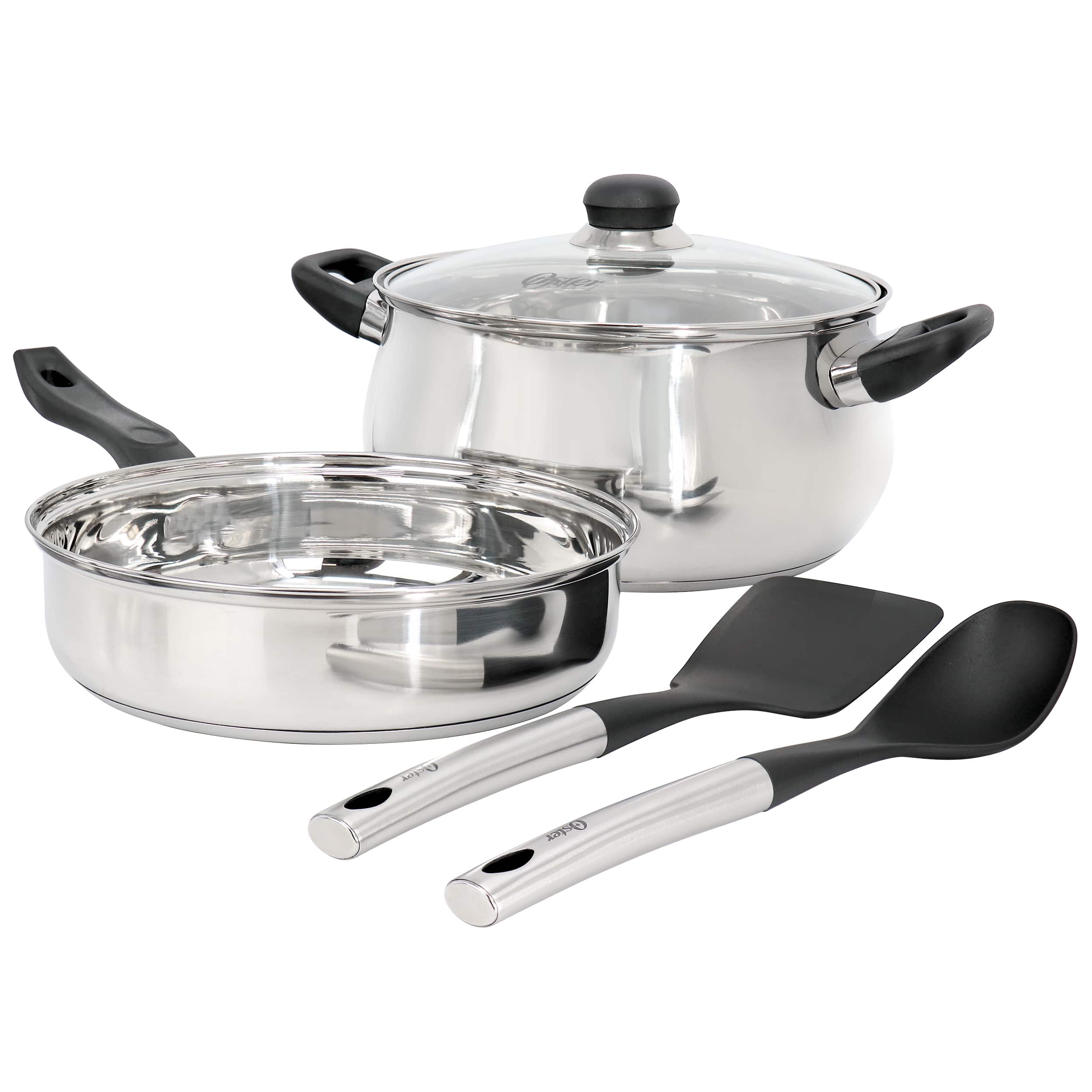 Oster - Rametto 5 Piece Belly Shaped Stainless Steel Cookware Set - Silver