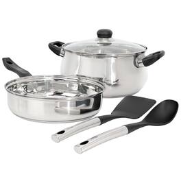 Oster - Rametto 5 Piece Belly Shaped Stainless Steel Cookware Set - Silver