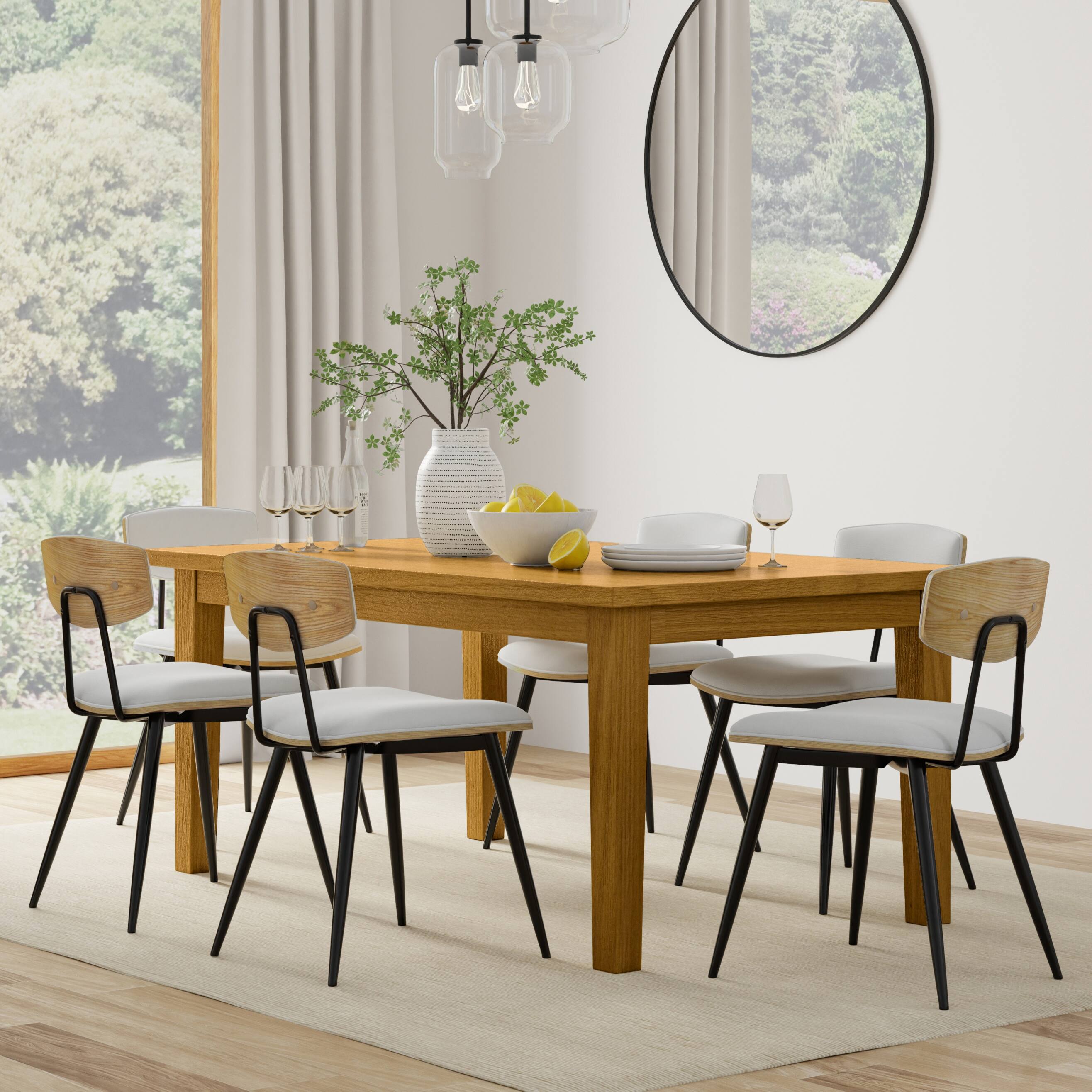 Angle. Simpli Home - Mavis Dining Chair (Set of 2) in White Vegan Faux Leather - White.