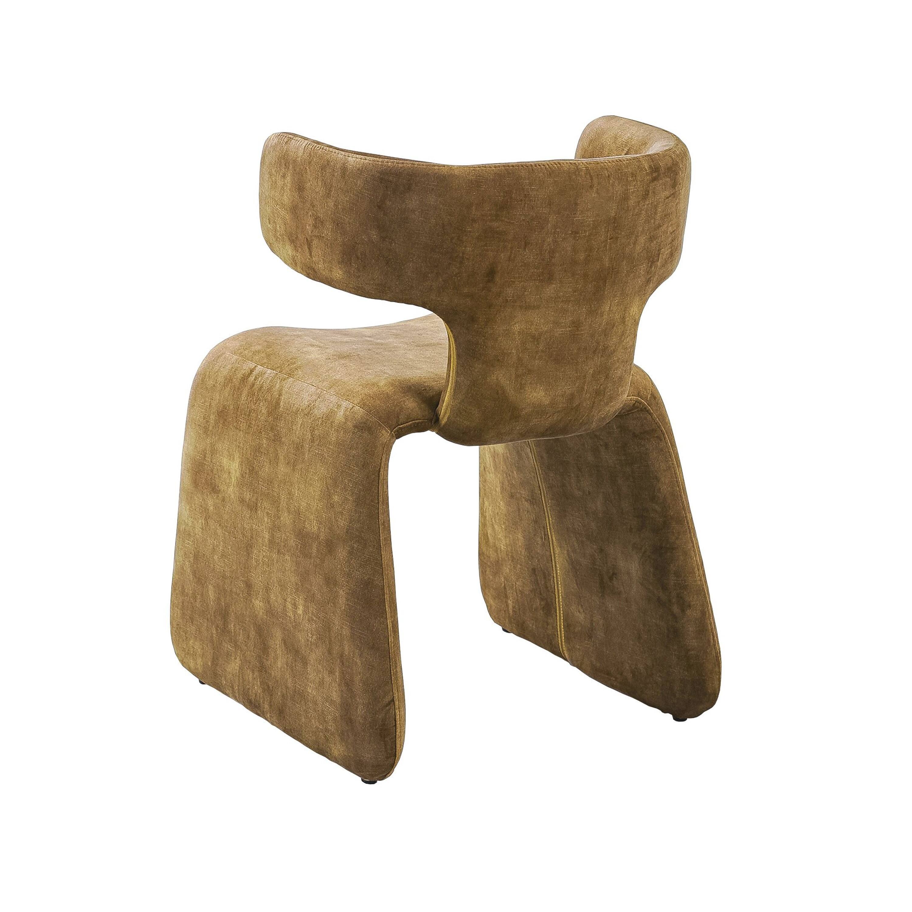 Left. Manhattan Lane - Cid Fiu 22 Inch Dining Chair, Curved Wingback,  Textured Polyester - Brown.