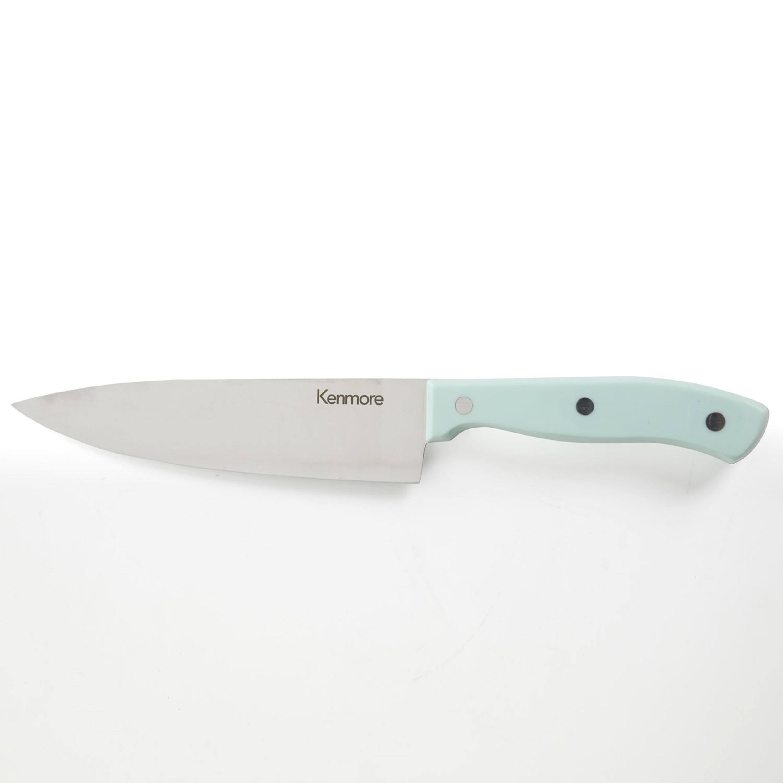 Alt View 7. Kenmore - Kenmore Kane 14 Piece Stainless Steel Cutlery Set in Glacier Blue with Rubber Wood Block - Glacier Blue.