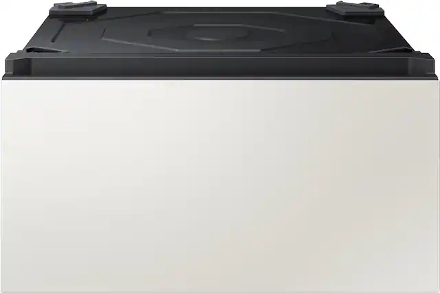 Front. Samsung - Bespoke 27" Wide Laundry Pedestal with Storage Drawer - Ivory.