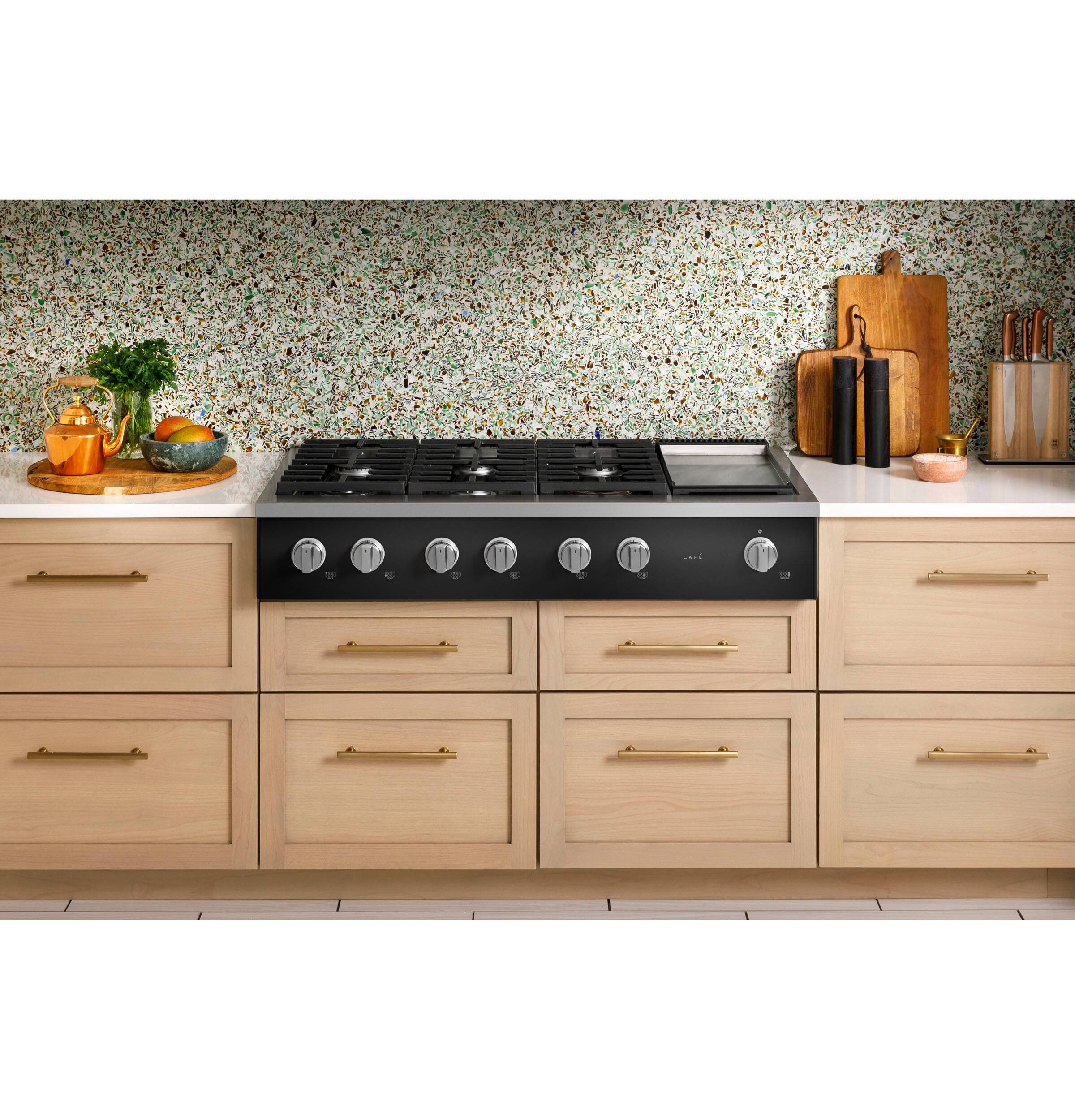 Alt View 31. Café - 48" Built-In Gas Cooktop with 6 Burners, Customizable - Matte Black.
