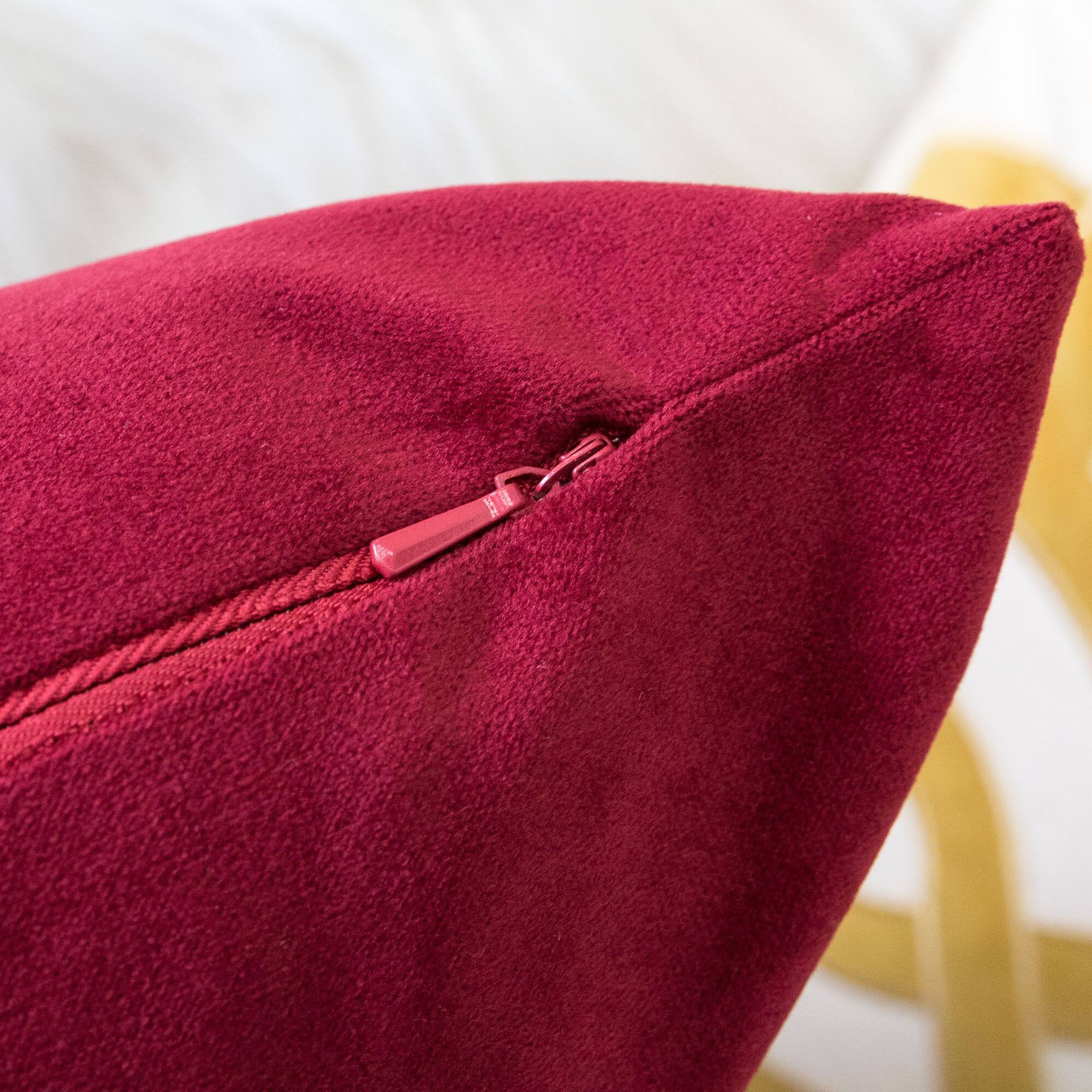 Left. LuXeo - Square Velvet Pillow Cover & Insert - RED.