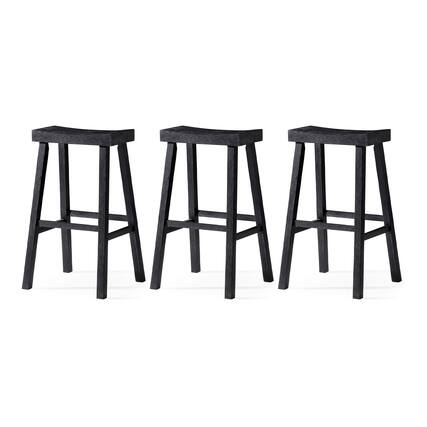 Front. Maven Lane - Maven Lane Vincent Wooden Rustic Aesthetic Kitchen Bar Stool, Set of 3 - Antiqued Black.
