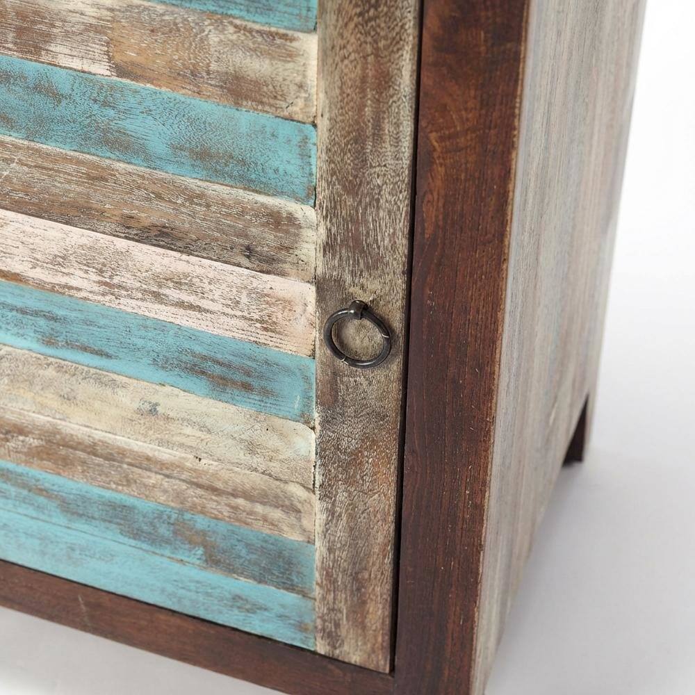 Alt View 2. Starlight Canyon Home - Coastal Distressed Wood Storage Cabinet, Accent Cabinet for Living Room - Multi-Color.