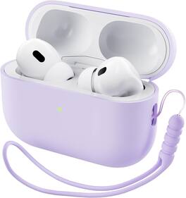 Ornarto - for AirPods Pro 2 Case (2022),Protective Liquid Silicone Cover with Lanyard,Front LED Visible Case - Pastel Purple