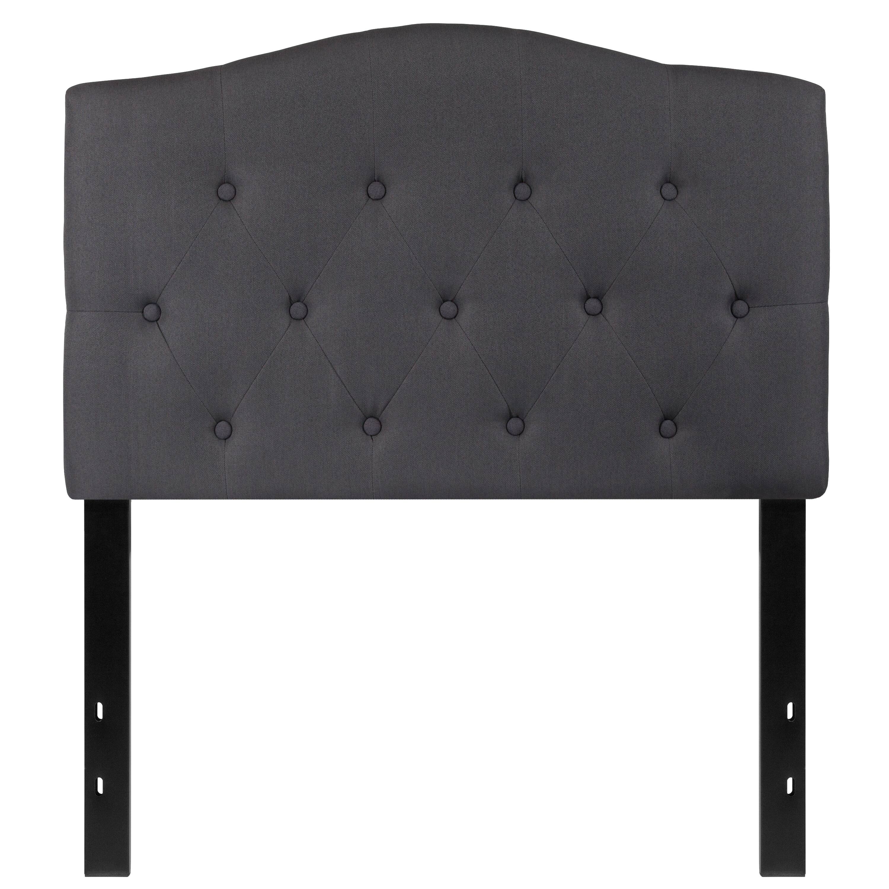 Alt View 5. Emma + Oliver - Arched Button Tufted Upholstered Headboard - Dark Gray.