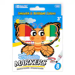 BAZIC Products - Jumbo Washable Markers Broad Line 8 Colors