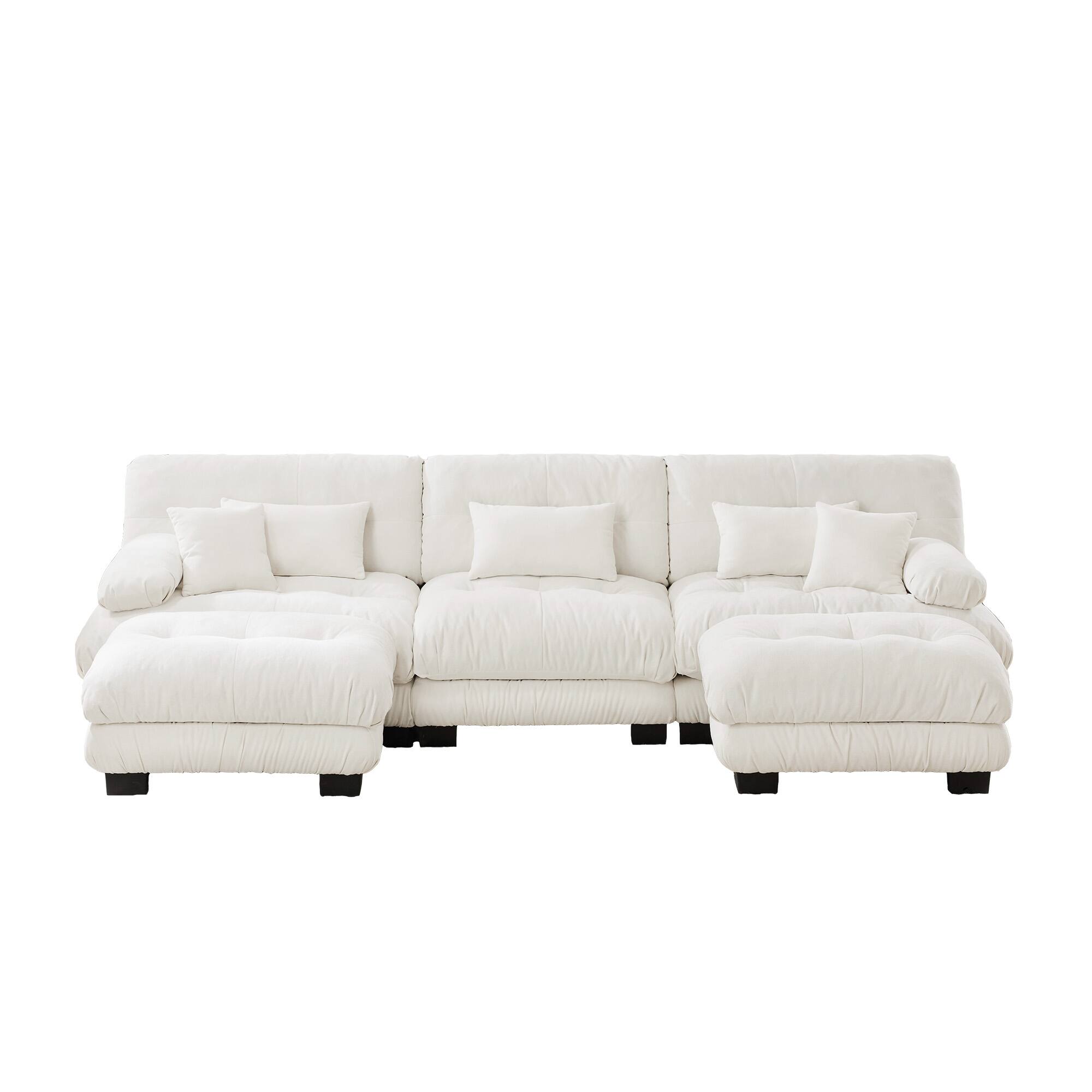 Alt View 6. LOVMOR - Chenille Modular Sectional Couch U Shaped Deep Seat Compressed Pack For Living Room Plush Cozy Lounge Home Den - White.