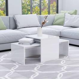 Boyel Living - 18.9 x 39.4 x 15.7 in. Table High-Gloss Engineered Wood Medium Stackable Coffee Table - White