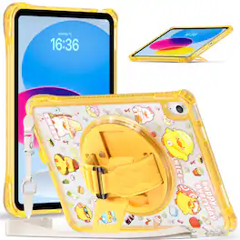Dteck - for Apple iPad (A16) 11" 2025 & iPad 10th Gen 10.9" 2022 Rugged Case,Shockproof Stand Cover with Silicone Hand Strap - Duck