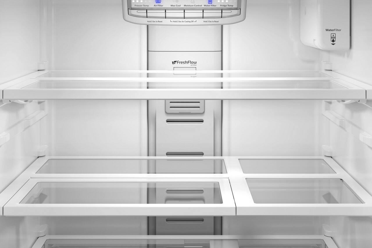 Freezer Temp  
Air Filter  
Max Cool  
Moisture Control  
Water Filter  
Fridge Temp  

Hold 3 Sec to Reset  
L-Hold 3 Sec for Cooling Off  

FreshFlow  

Water Filter