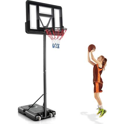 Front. SlickBlue - Indoor Outdoor Basketball Hoop System with 4.25–10 ft Height Range and 2 Nets - Black.