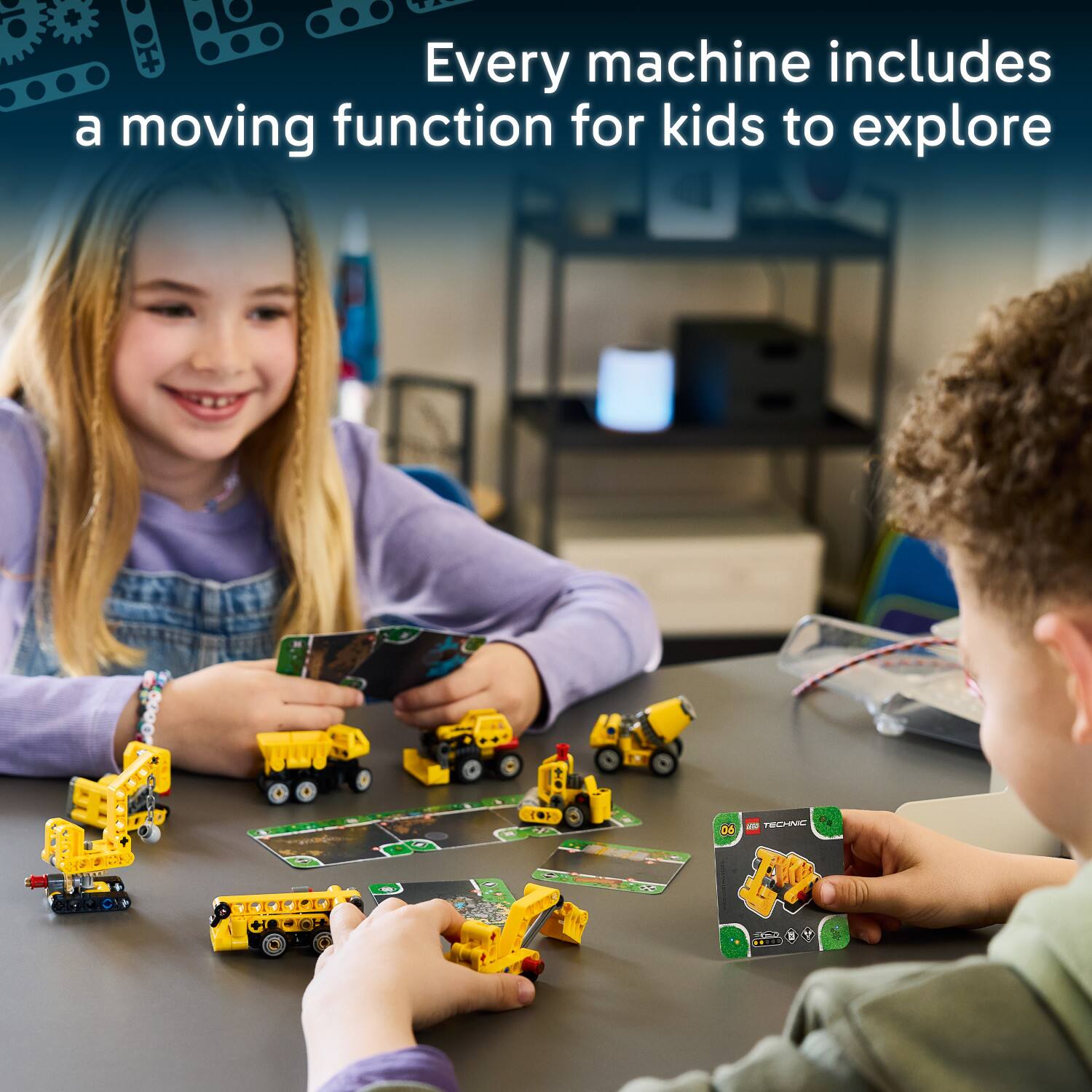 Every machine includes a moving function for kids to explore