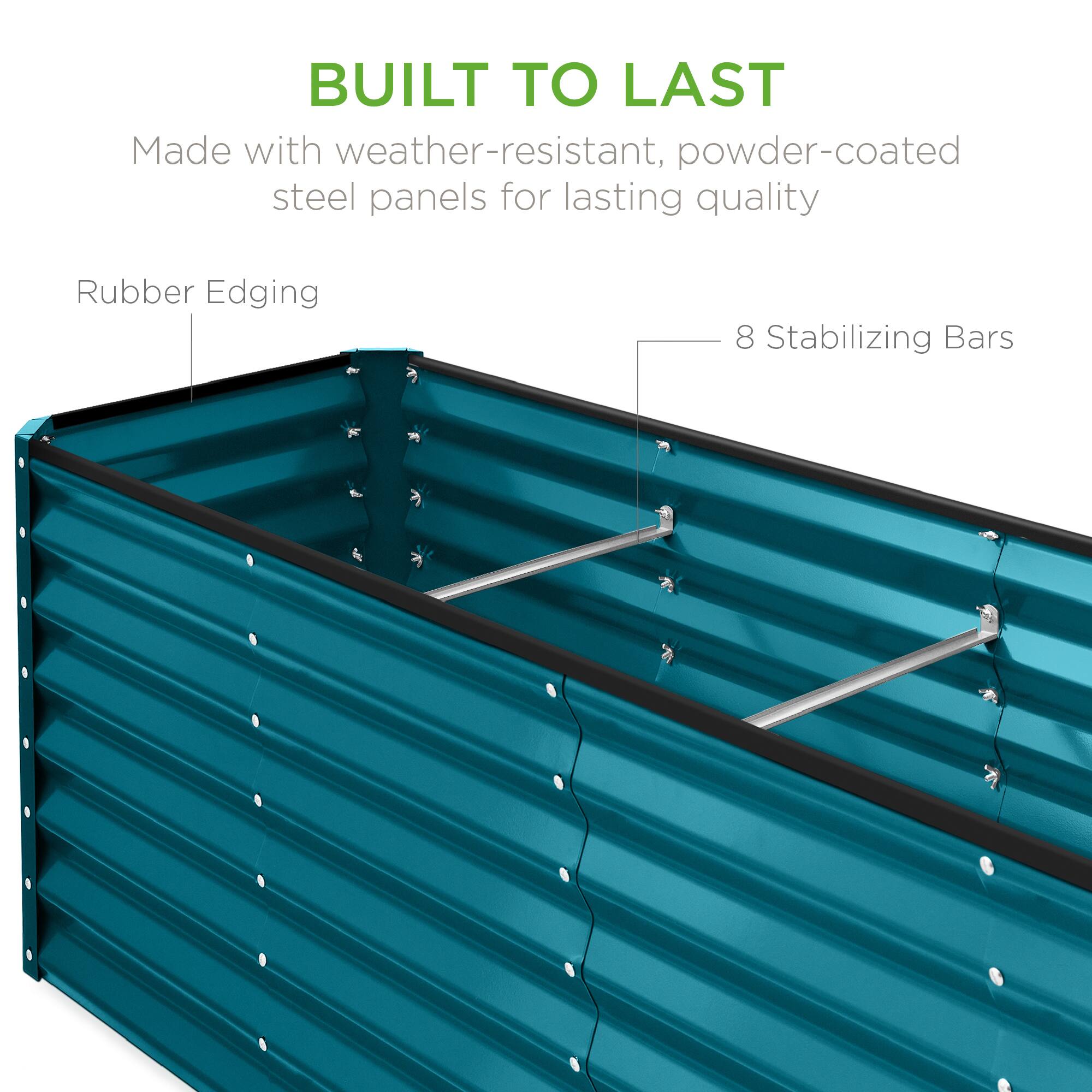 BUILT TO LAST

Made with weather-resistant, powder-coated steel panels for lasting quality

Rubber Edging

8 Stabilizing Bars