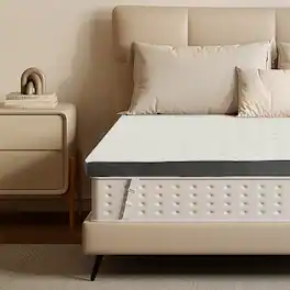 Vipbear - Cooling Gel Memory Foam Mattress Topper with Removable & Washable Bamboo Fiber Cover - 3 inch