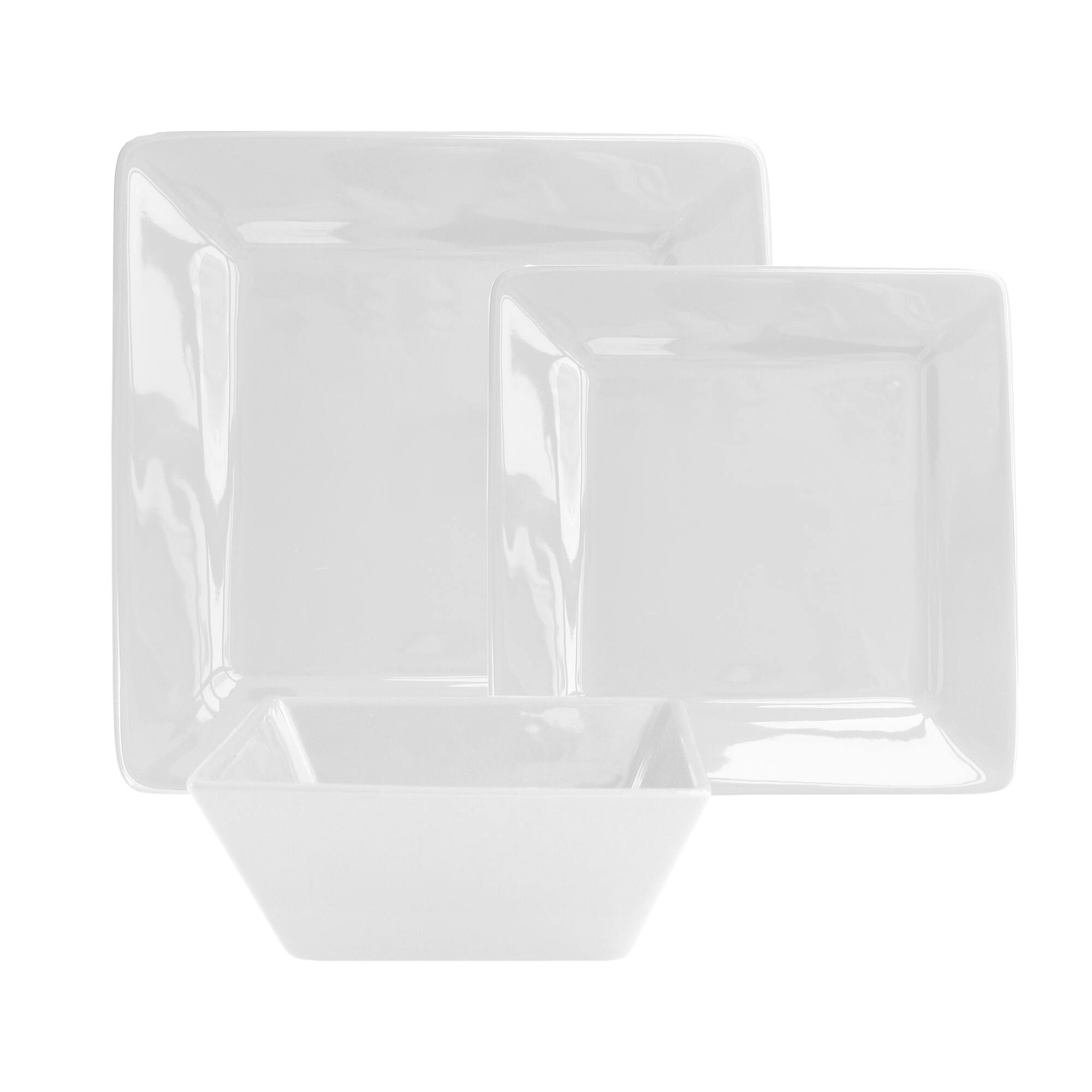 Front. American Atelier - Kingsley White 12PC Dinner Set - White.