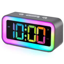 Dazzed Corner - Bedside Digital Clock,Alarm Clock with Dynamic RGB Night Light - Gray