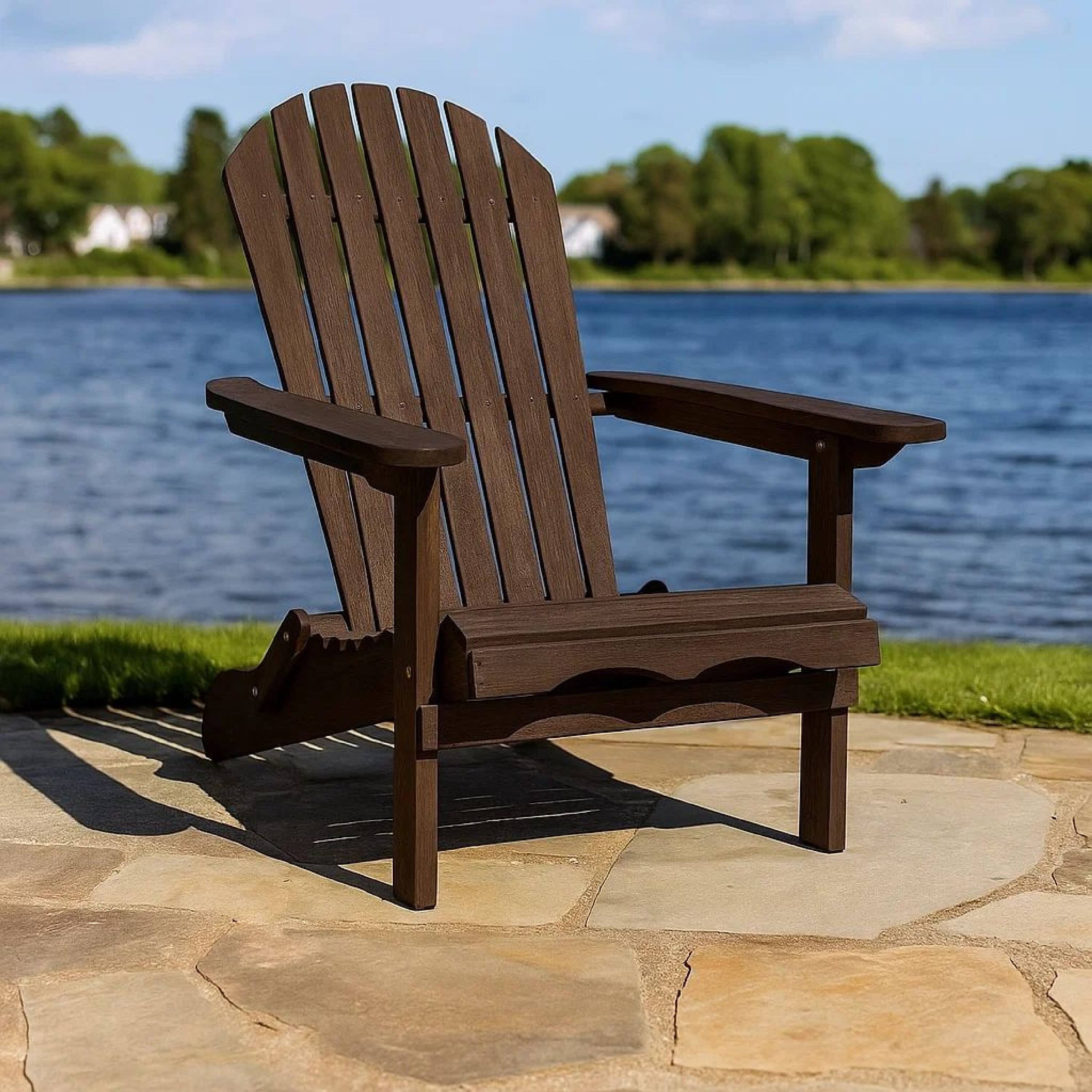Alt View 7. Manhattan Lane - Geli Outdoor Adirondack Chair, Slatted Back - Weathered Gray.
