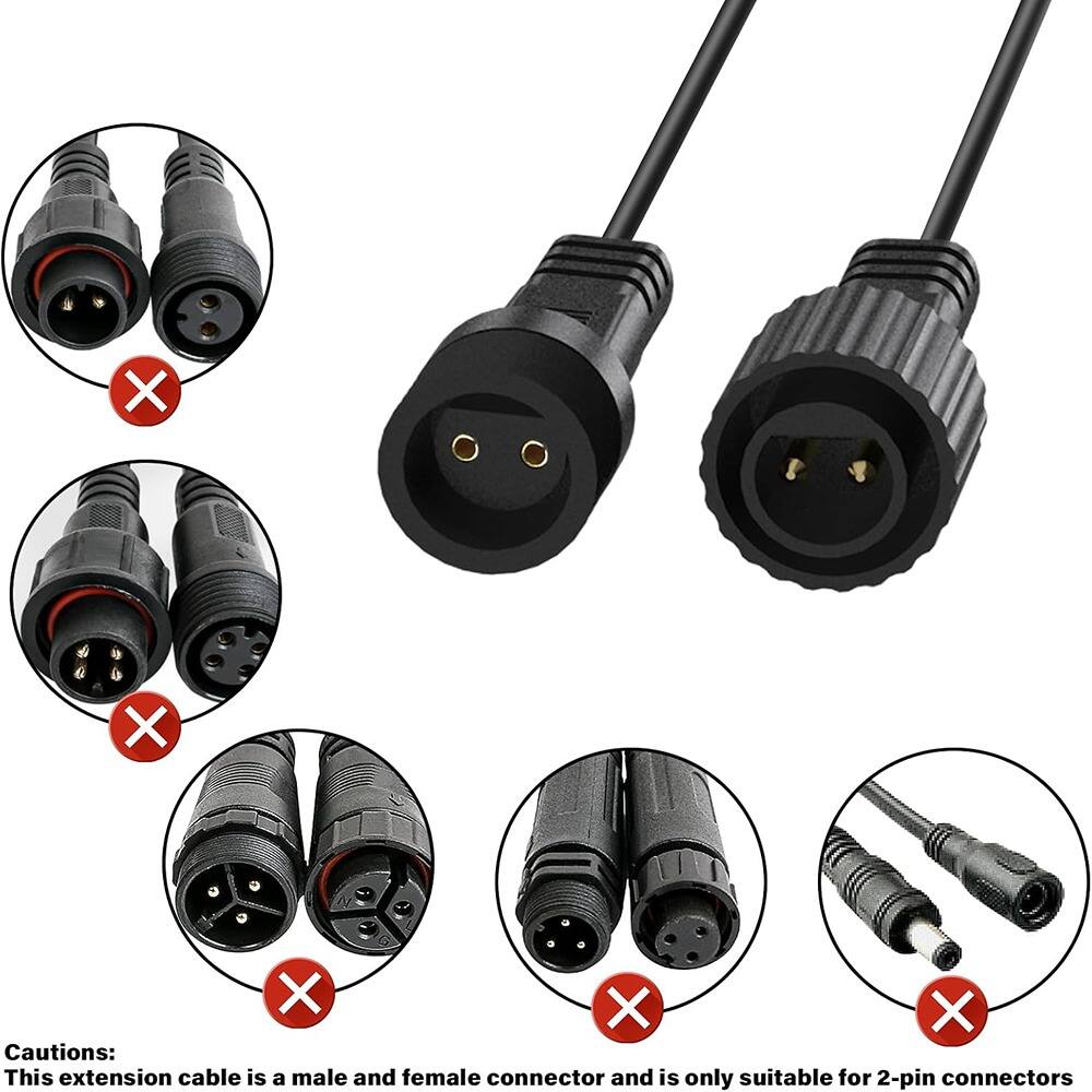 Caution:  
This extension cable is a male and female connector and is only suitable for 2-pin connectors.
