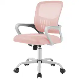 Sweetcrispy - Ergonomic Adjustable Mesh Office Chair, Swivel Desk Chair with Lumbar Support, fixed Armrests and Storage - Pink