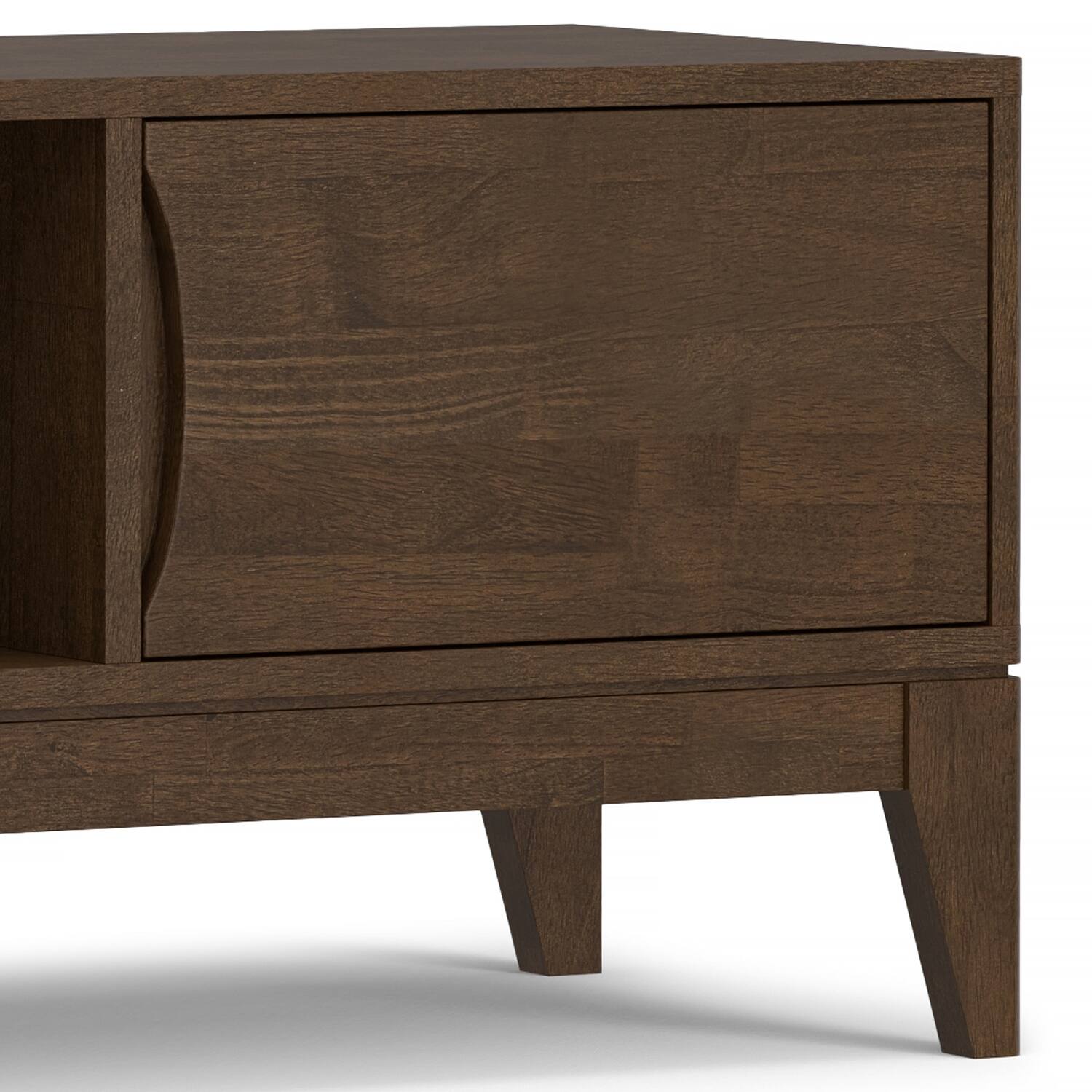 Alt View 5. Simpli Home - Harper SOLID HARDWOOD 72 inch Wide Mid Century Modern TV Media Stand - Walnut Brown.
