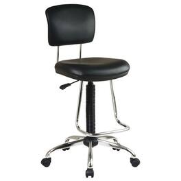 Hivvago - Chrome Finish Drafting Chair with Teardrop Chrome Footrest - Black