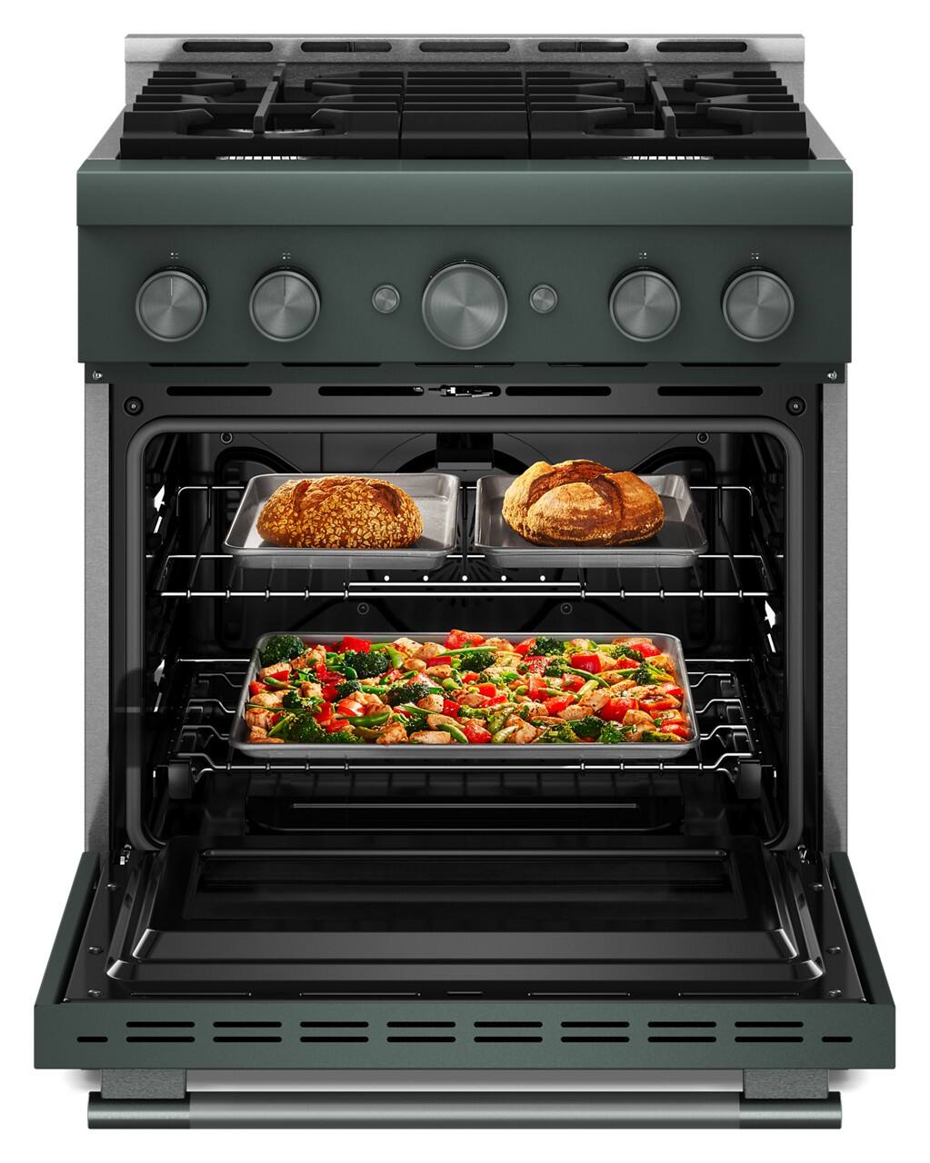 Alt View 2. KitchenAid - 4.1 Cu. Ft. Slide-In Commercial Gas True Convection Range with Self-Cleaning and No Preheat Air Fry Mode - Juniper.