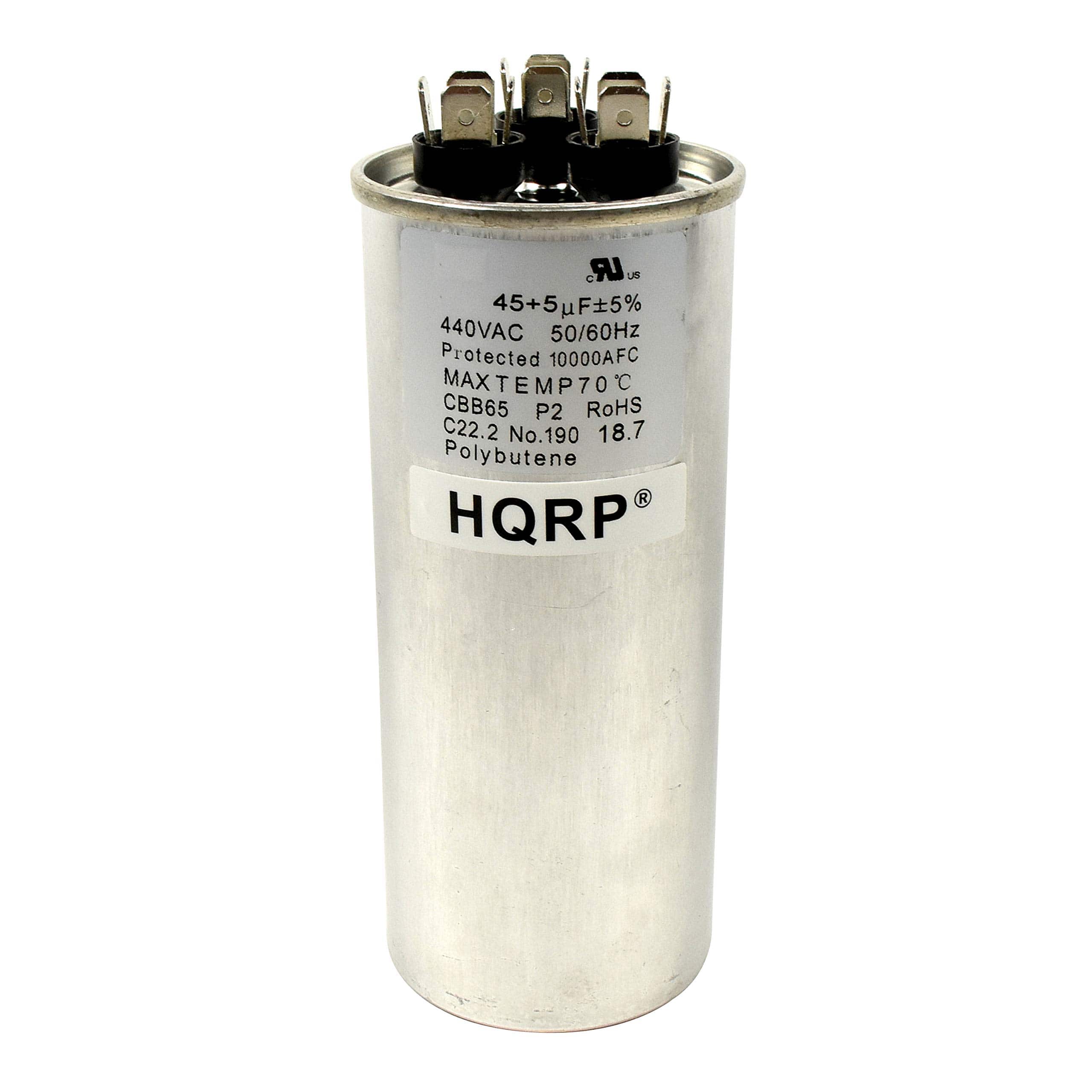 HQRP - Dual Run Capacitor 45/5 uF 370-440 V CBB65 for HVAC AC Motor Compressor Blower Furnace price history on PriceWatchPro