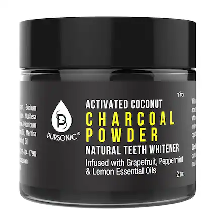 TO Mt m, Sodium ACTIVATED COCONUT Charcoal POWDER adte tos Nucifera wit Tejanicum P CHARCOAL I (1, Mentha POWDER ogpr pun PURSONIC Oi. NATURAL TEETH WHITENER Die 2-414-1798 dhoac a.com Infused with Grapefruit, Peppermint not & Lemon Essential Oils 2 OZ.