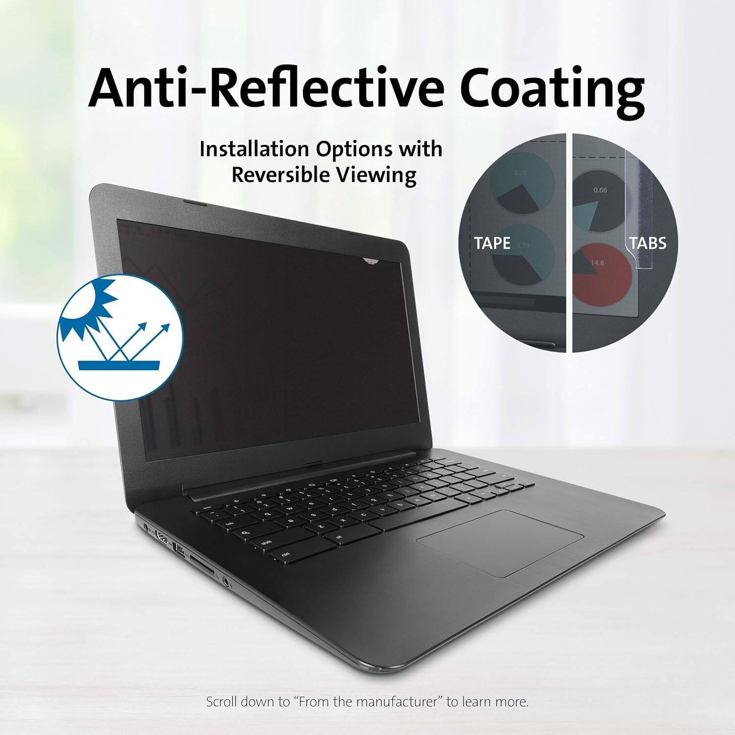 Anti-Reflective Coating  
Installation Options with Reversible Viewing  

Scroll down to "From the manufacturer" to learn more.
