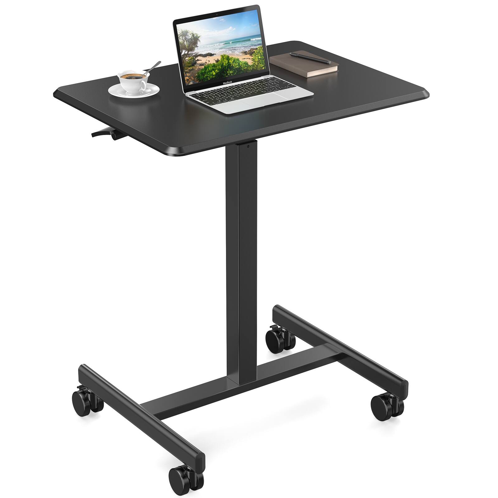 Lirago - 26 Inch Adjustable Rolling Laptop Computer Cart Desk Overbed Table for Home Office Classroom
