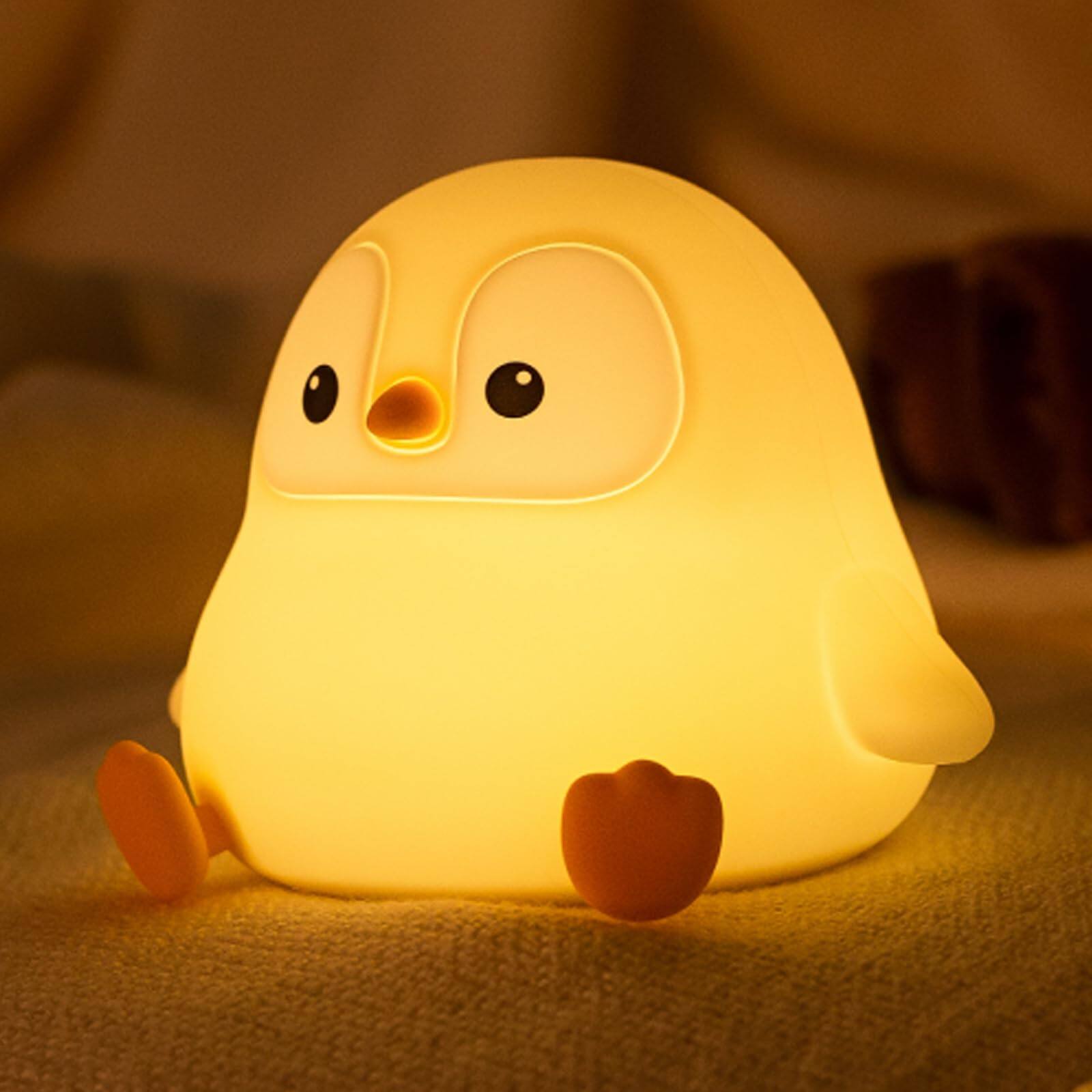Alt View 5. MAGICAL RUBS - Penguin Night Light Led Squishy Novelty Animal Lamp Food Grade Silicone 2 Level Dimmable Nightlight For Desk Decor Fu... - Happy Penguin.