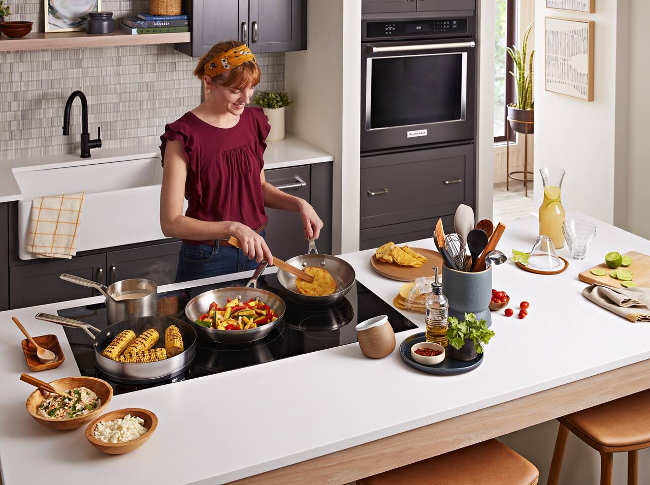 Alt View 18. KitchenAid - 36" Built-In Electric Induction Cooktop with 5 Elements and Sensor Induction Technology - Black.