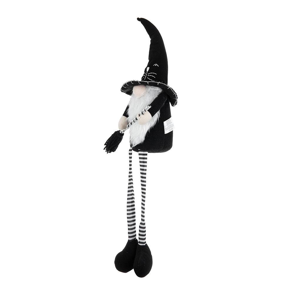 Alt View 1. Boyel Living - Handcrafted Halloween Gnome with Broomstick Decor for Indoor Holiday Display - Black,White.