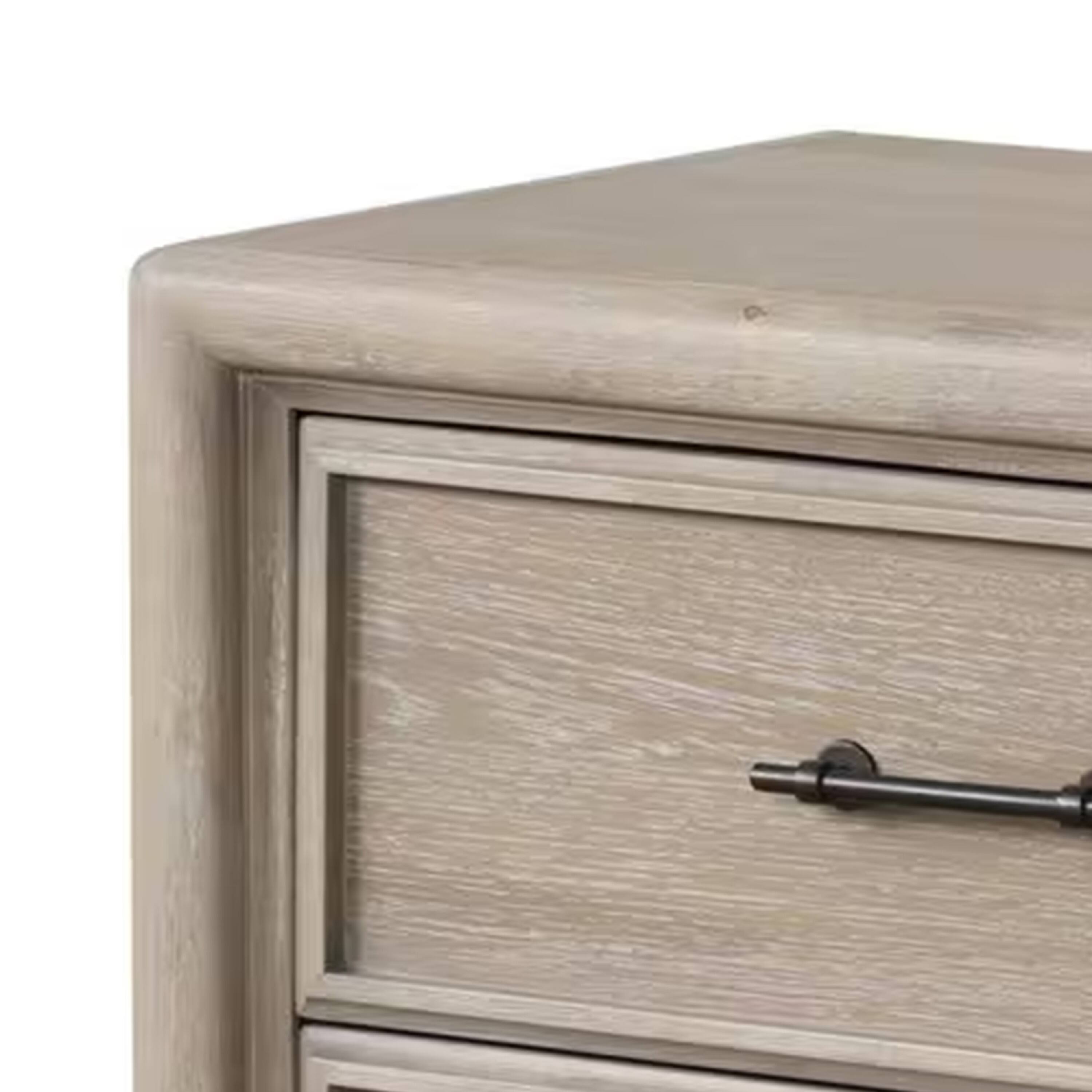 Alt View 1. Manhattan Lane - Myna Nightstand, 2 Drawers, 27 Inch - Oak Brown, Black.
