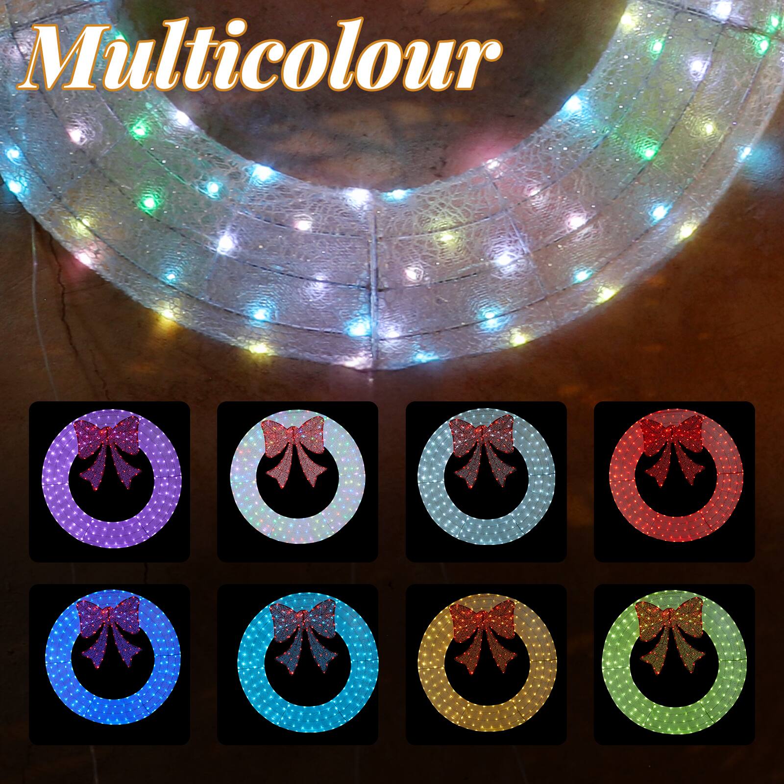 Alt View 3. Winado - 36in Pre-Lit Christmas Wreath with Remote Control LED Lights, Bows for Doorway Indoor Outdoor Holiday Party Decoration - White/Red.