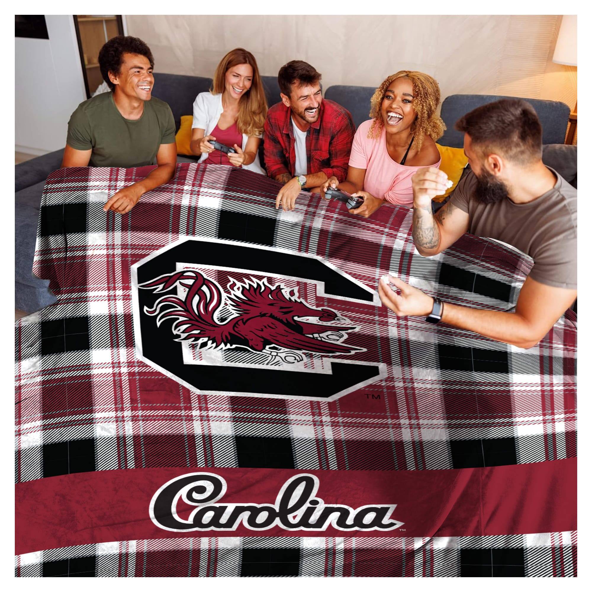 Alt View 1. Pegasus - South Carolina Gamecocks 66" x 95" Oversized Plaid FAN-mily Ultra Cozy Blanket - Multicolor.