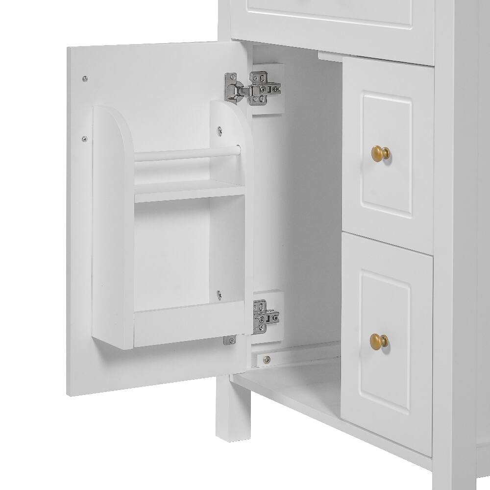 Alt View 10. Loheer - Loheer 24-Inch White Bathroom Vanity with Ceramic Sink and Soft Close Drawers - White.