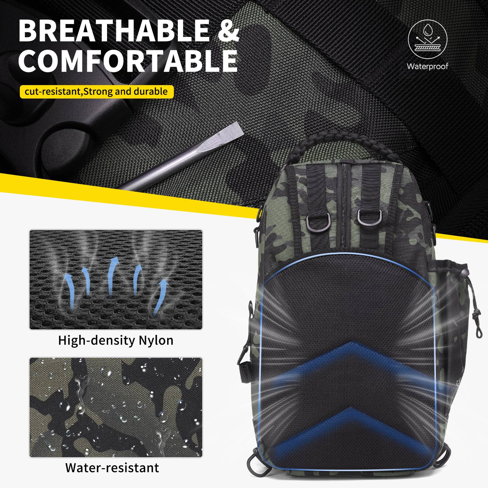 BREATHABLE & COMFORTABLE  
cut-resistant, Strong and durable  

Waterproof  
High-density Nylon  
Water-resistant