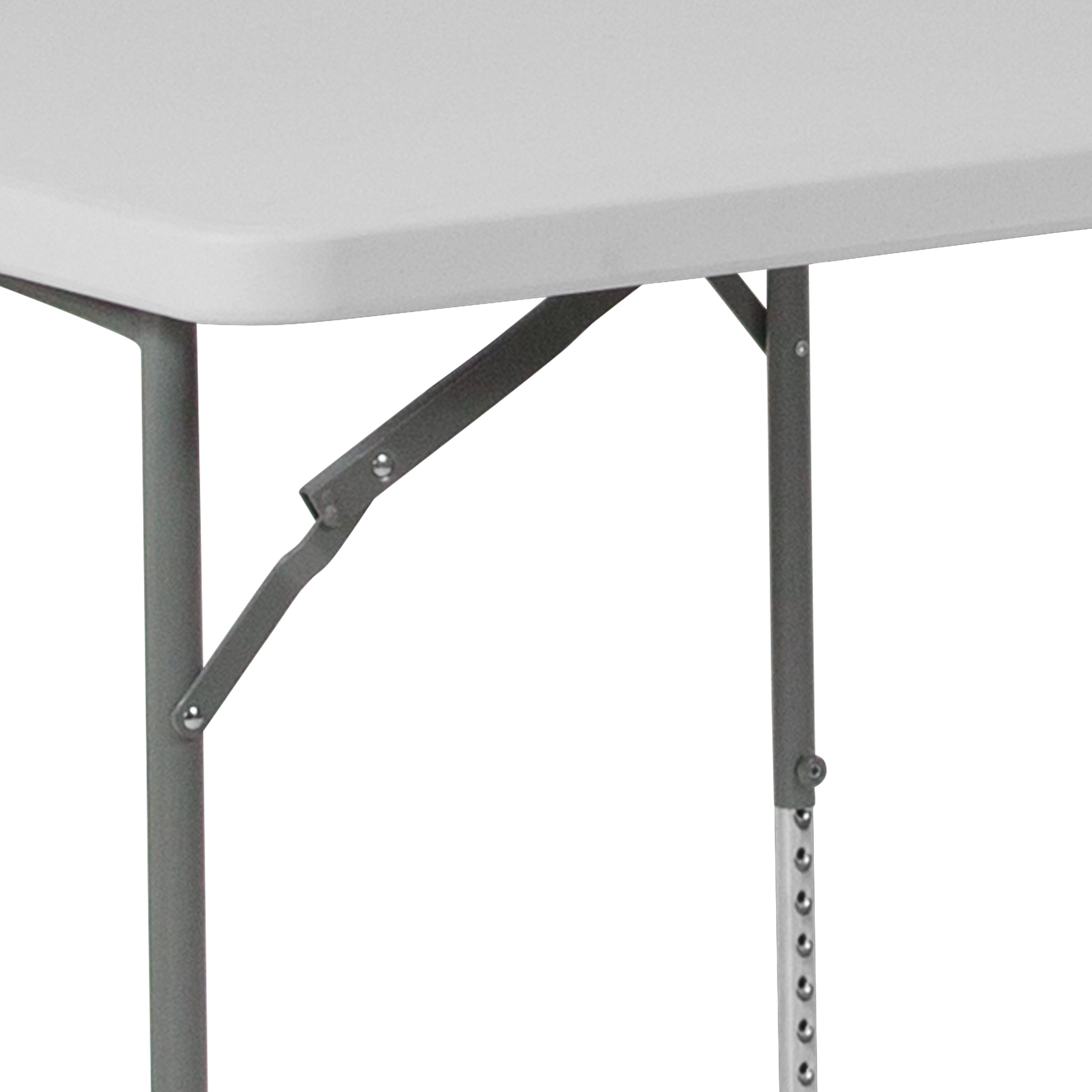 Alt View 7. Emma + Oliver - 2.79-Foot Square Height Adjustable Plastic Folding Table - Granite White.