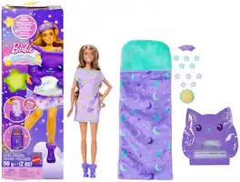 Mattel - Barbie Party Unboxed Sleepover Reveal Series Purple Pajama Doll & Accessories (One Random Barbie - COLLECTIBLES - Multicolor