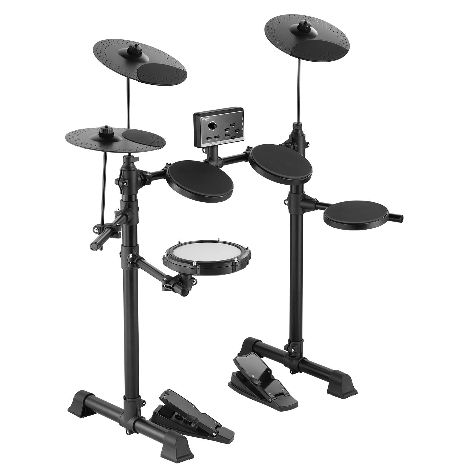 Alt View 5. VEVOR - 15 Drum Kits & 150 Sounds Electronic Drum Kit, USB MIDI Supported 6.5 in Quiet Mesh Snare Electric Drum Set - Black.